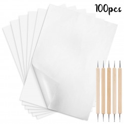 100 Sheets Carbon Transfer Paper,White Color 11.7"x 8.3" Transfer Paper with Embossing Stylus Set for Transfer Pattern on Wood, Paper, Canvas